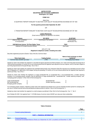 Thumbnail Lantern Pharma 10-Q Quarterly Report FY2021 