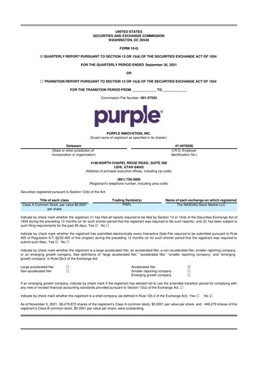 Vorschaubild Purple Innovation
 10-Q Quartalsbericht  