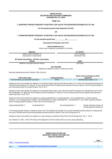 Thumbnail Sensus Healthcare 10-Q Quarterly Report FY2021 