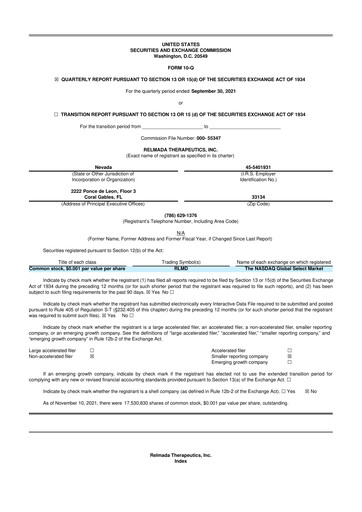 Thumbnail Relmada Therapeutics 10-Q Quarterly Report FY2021 