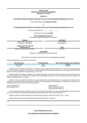 Thumbnail Adial Pharmaceuticals
 10-Q Quarterly Report FY2021 
