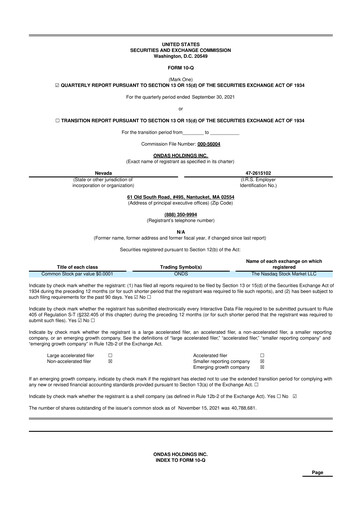 Thumbnail Ondas Holdings 10-Q Quarterly Report FY2021 