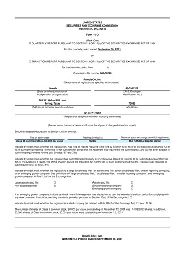 Vorschaubild RumbleOn 10-Q Quartalsbericht 2021 