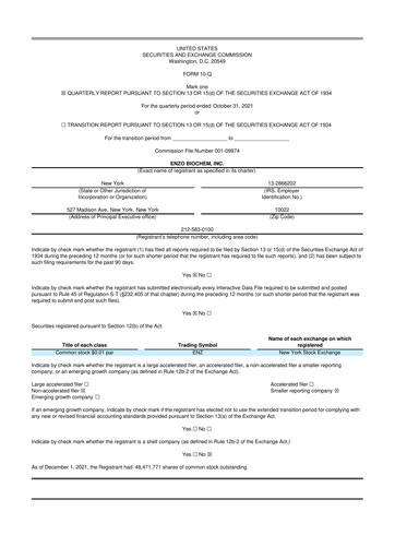 Thumbnail Enzo Biochem 10-Q Quarterly Report FY2022 