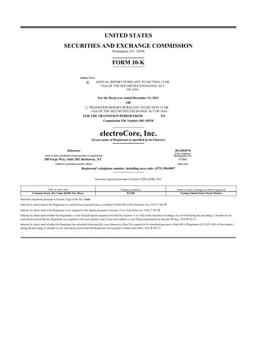 Vorschaubild electroCore 10-K Jahresbericht 2021