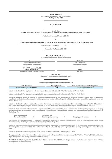 Thumbnail Longeveron 10-K Annual Report 2021