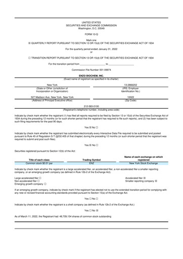 Thumbnail Enzo Biochem 10-Q Quarterly Report FY2022 