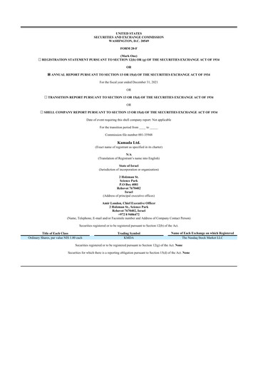 Thumbnail Kamada
 20-F Annual Report 2021