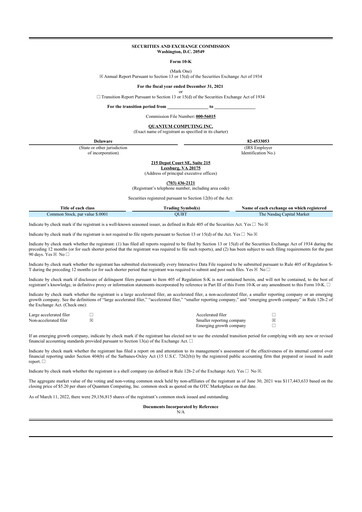 Thumbnail Quantum Computing 10-K Annual Report 2021