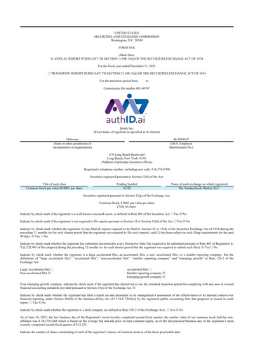 Thumbnail authID 10-K Annual Report 2021