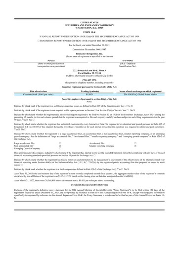 Thumbnail Relmada Therapeutics 10-K Annual Report 2021