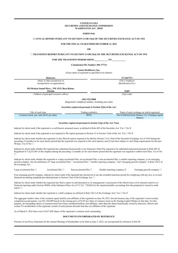Thumbnail Sensus Healthcare 10-K Annual Report 2021