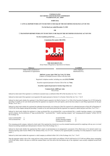 Thumbnail OLB Group 10-K Annual Report 2021