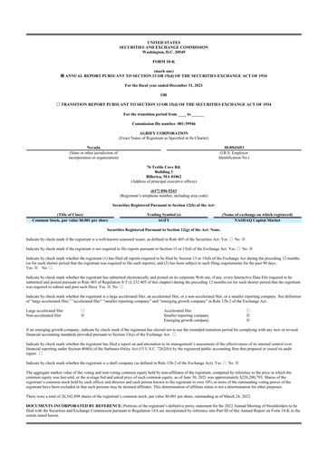 Miniature Agrify 10-K Rapport annuel 2021