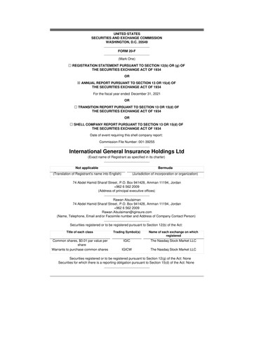 Thumbnail International General Insurance Holdings Ltd. 20-F Annual Report 2021