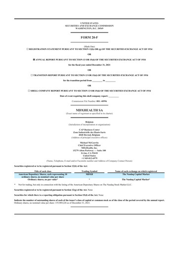 Thumbnail MDxHealth 20-F Annual Report 2021
