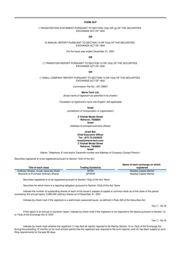 Vorschaubild Maris Tech 20-F Jahresbericht 2021