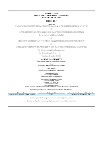 Thumbnail Nano-X Imaging 20-F Annual Report 2021