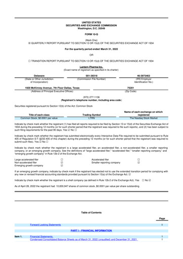 Thumbnail Lantern Pharma 10-Q Quarterly Report FY2022 