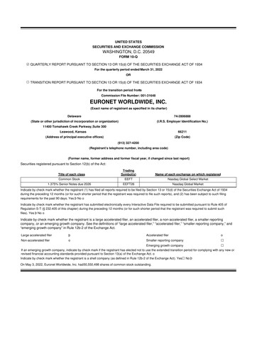 Thumbnail Euronet Worldwide
 10-Q Quarterly Report FY2022 