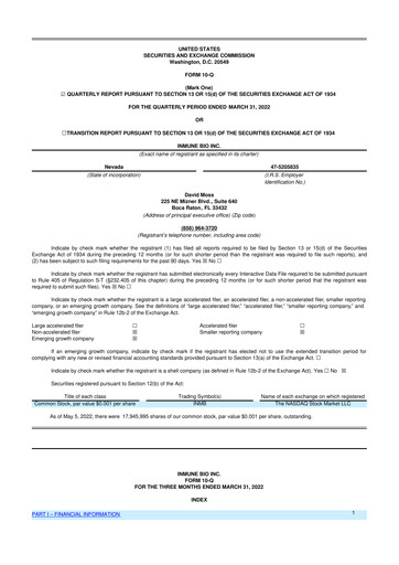 Miniature INmune Bio 10-Q Rapport trimestriel 2022 