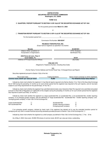 Thumbnail Relmada Therapeutics 10-Q Quarterly Report FY2022 