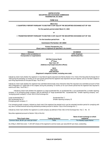 Thumbnail Protara Therapeutics 10-Q Quarterly Report FY2022 