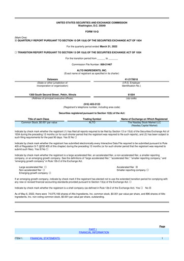 Thumbnail Alto Ingredients 10-Q Quarterly Report FY2022 