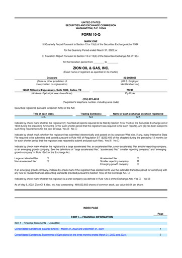 Thumbnail Zion Oil & Gas 10-Q Quarterly Report FY2022 