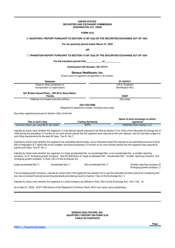 Thumbnail Sensus Healthcare 10-Q Quarterly Report FY2022 