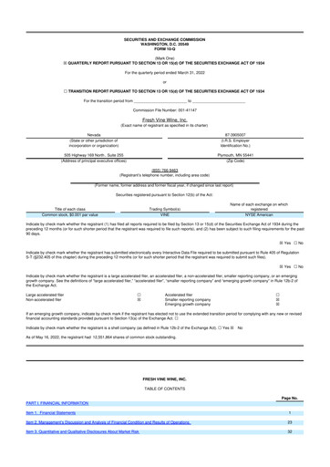Thumbnail Fresh Vine Wine 10-Q Quarterly Report FY2022 