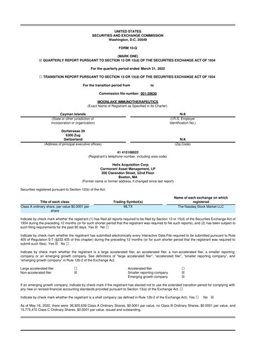 Vorschaubild MoonLake Immunotherapeutics 10-Q Quartalsbericht 2022 