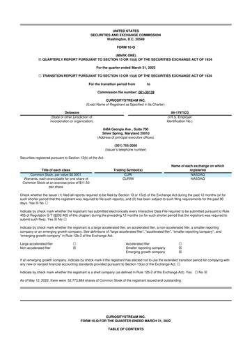 Miniature CuriosityStream 10-Q Rapport trimestriel 2022 