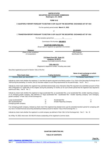 Thumbnail Quantum Computing 10-Q Quarterly Report FY2022 