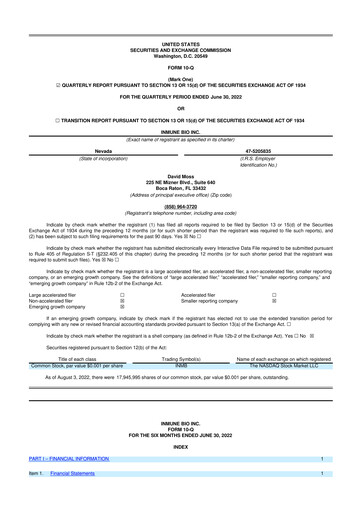Miniature INmune Bio 10-Q Rapport trimestriel 2022 