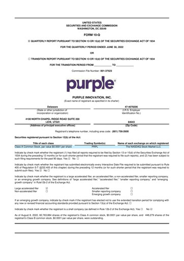 Vorschaubild Purple Innovation
 10-Q Quartalsbericht  
