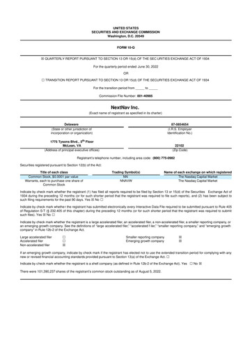 Miniature NextNav 10-Q Rapport trimestriel 2022 
