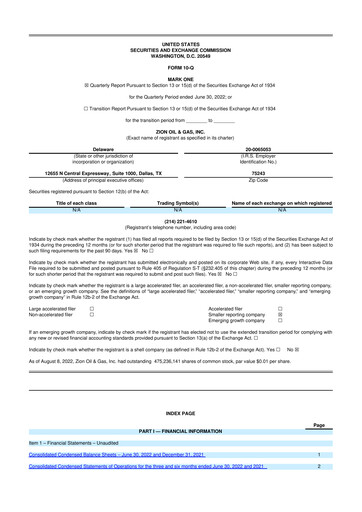 Thumbnail Zion Oil & Gas 10-Q Quarterly Report FY2022 