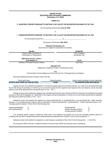 Thumbnail Relmada Therapeutics 10-Q Quarterly Report FY2022 