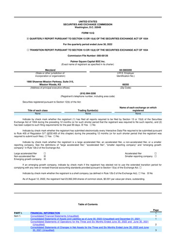Thumbnail Palmer Square Capital BDC 10-Q Quarterly Report FY 