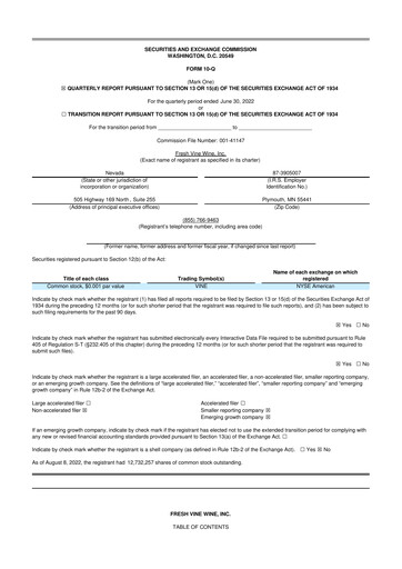 Thumbnail Fresh Vine Wine 10-Q Quarterly Report FY2022 