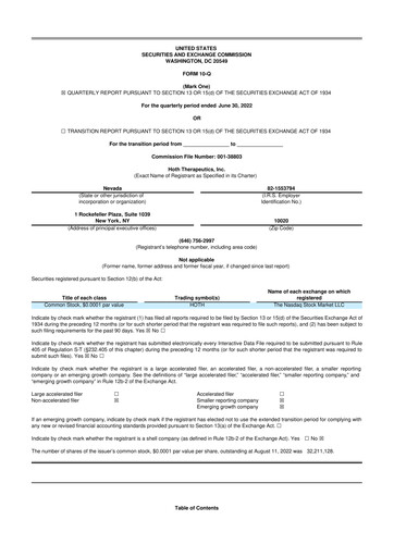 Thumbnail Hoth Therapeutics 10-Q Quarterly Report FY2022 
