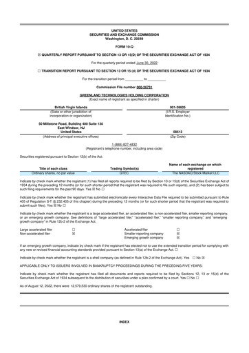 Thumbnail Greenland Technologies 10-Q Quarterly Report FY2022 Q2
