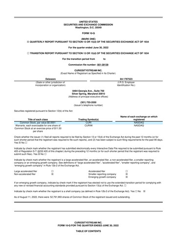 Miniature CuriosityStream 10-Q Rapport trimestriel 2022 