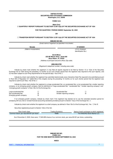 Miniature INmune Bio 10-Q Rapport trimestriel 2022 