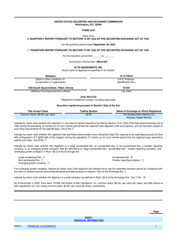 Thumbnail Alto Ingredients 10-Q Quarterly Report FY2022 