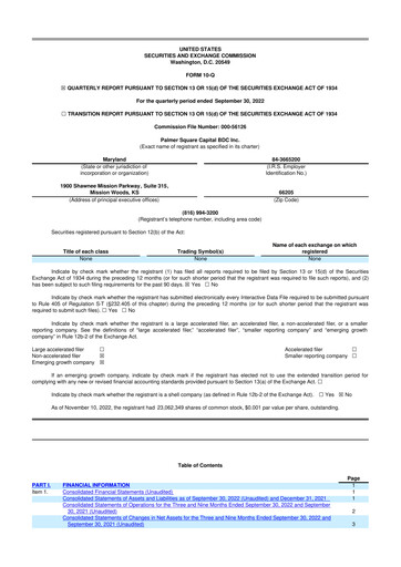 Thumbnail Palmer Square Capital BDC 10-Q Quarterly Report FY2022 