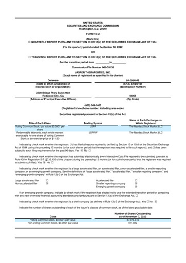 Thumbnail Jasper Therapeutics 10-Q Quarterly Report FY2022 