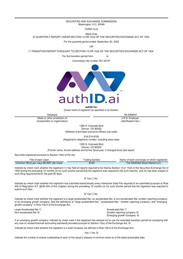 Thumbnail authID 10-Q Quarterly Report FY2022 