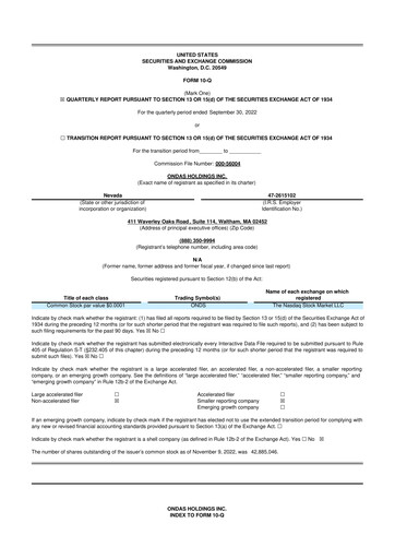 Thumbnail Ondas Holdings 10-Q Quarterly Report FY2022 